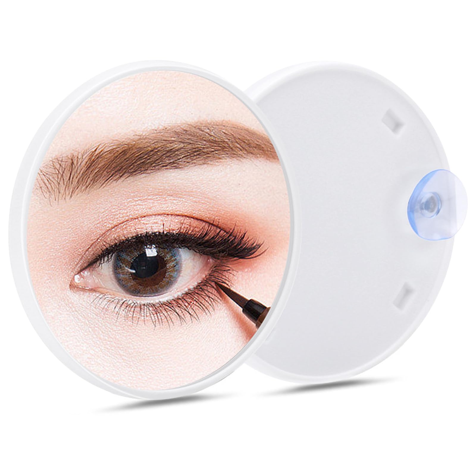 Belefu 2 Pcs 15X Travel Magnifying Mirror Suction Cup, 3.54 Inch Round Small Magnified Mirror Compact, Portable Face Makeup Mirr