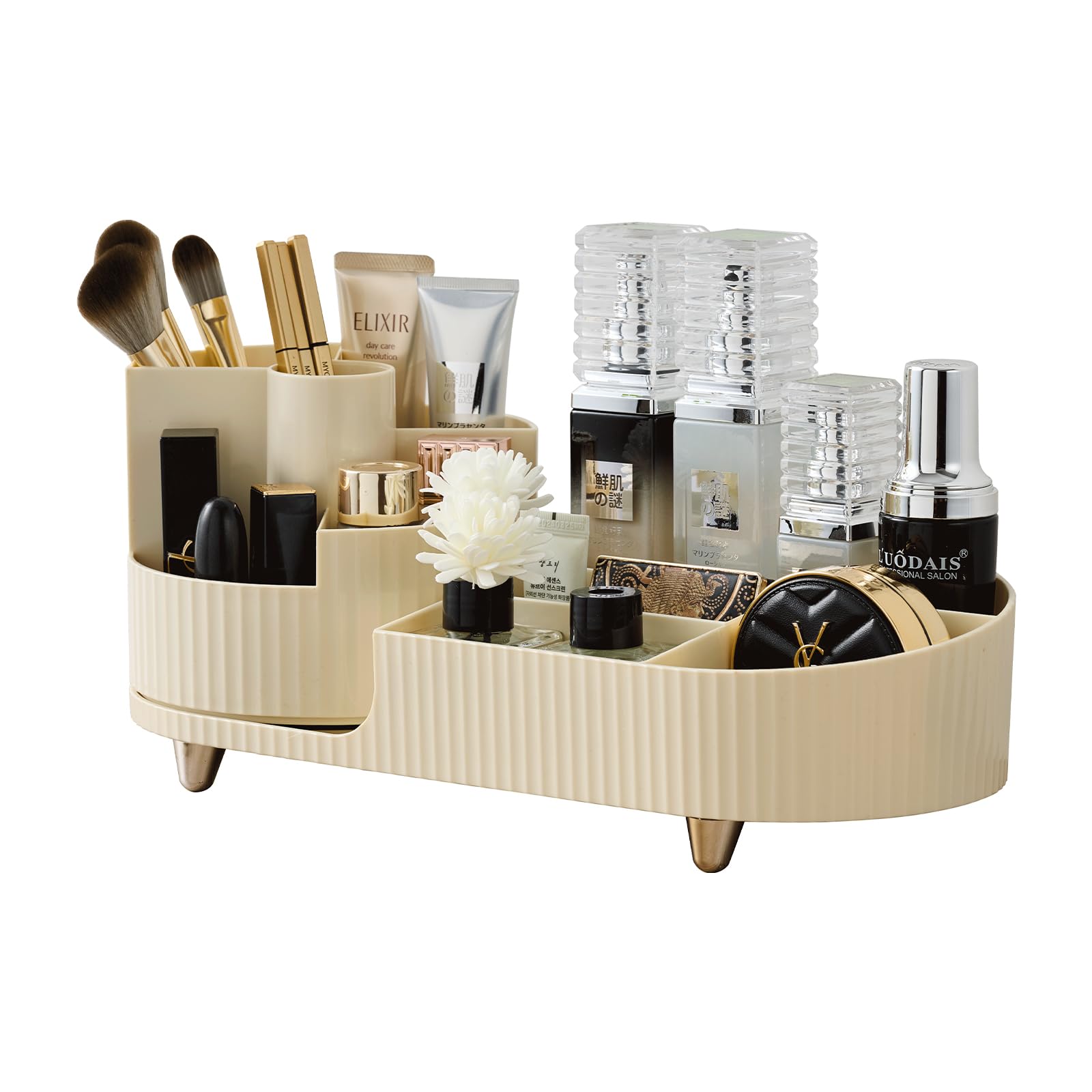 RUIQING New 360 Rotating Makeup Organizer,Large-Capacity Makeup Organizer for Vanity, Can Easily Store Makeup Brushes, Makeup ,S