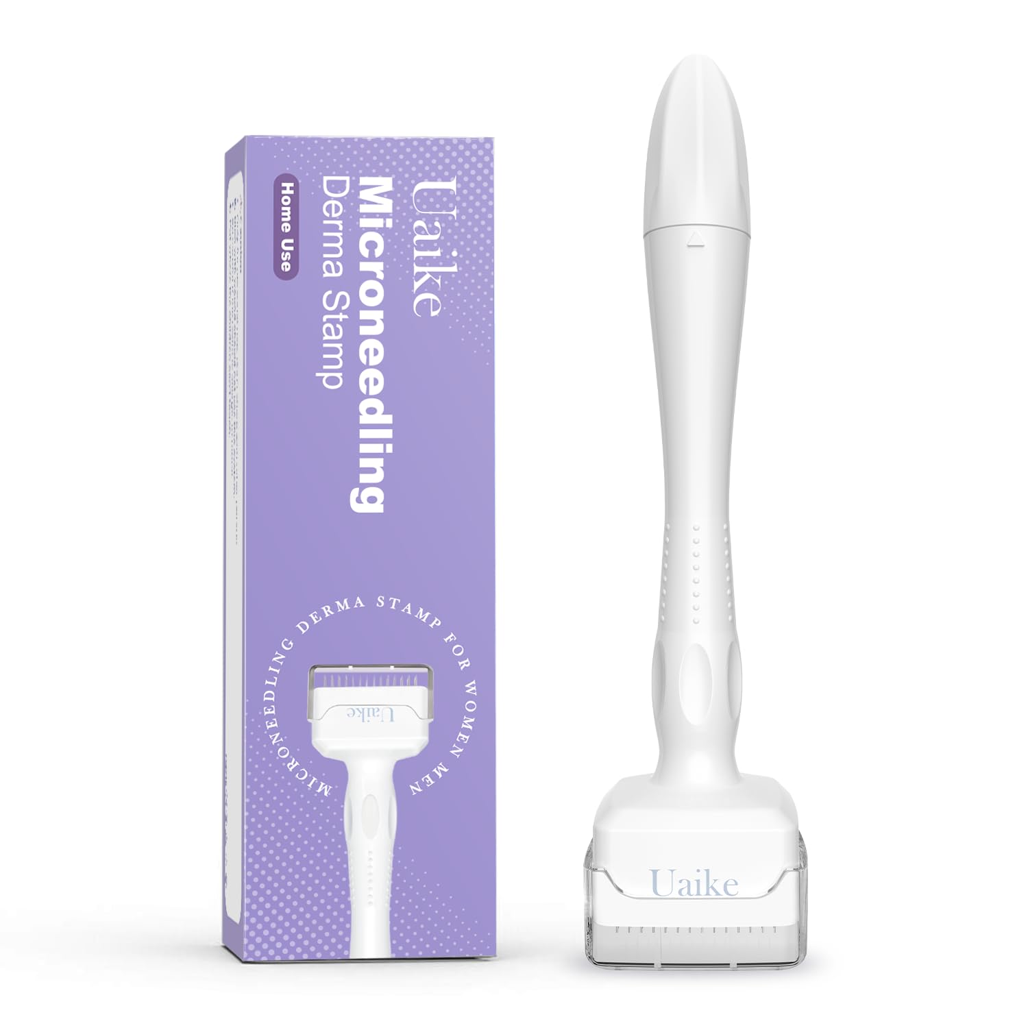 Uaike Microneedling Derma Stamp for Hair, Beard, Scalp & Face, Home Use Microneedle Roller Dermastamp for Women and Men