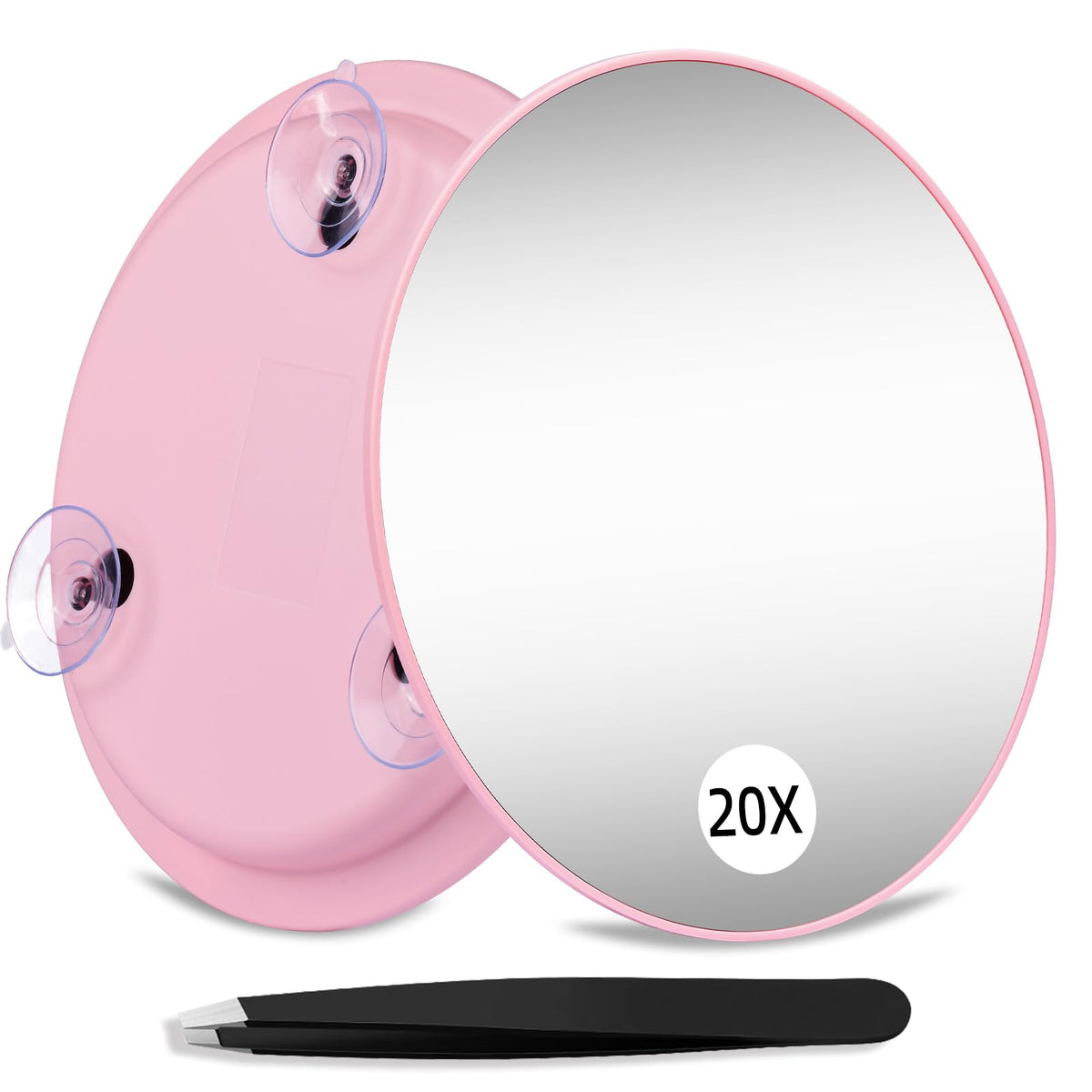 Suupvaor 20X Magnifying Mirror With 3 Suction Cups, Large 6Inch Magnified 20X Travel Round Makeup Make Up High Magnification Mir