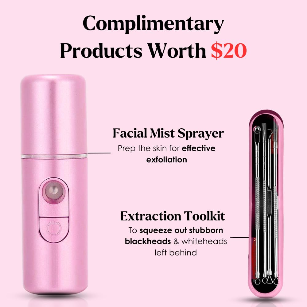 Skin Scrubber Face Spatula (Set of 3) - Deep Cleansing Blackhead Remover with Facial Mist Sprayer & Extraction Toolkit - Ultraso