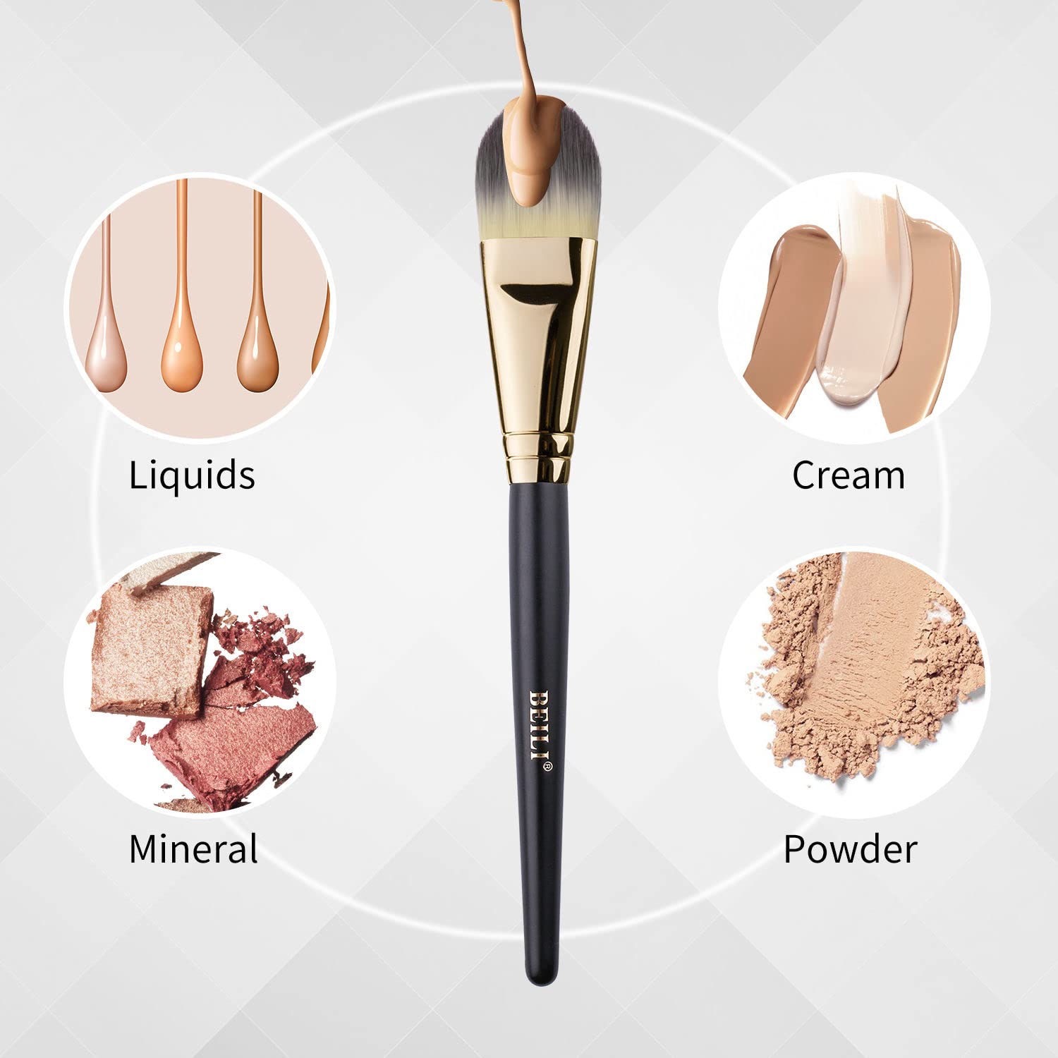 Beili Foundation Brush Set For Liquid Mask Concealer Makeup Flat Foundation Makeup Brushes For Liquid Cream Foundation Powder Bu