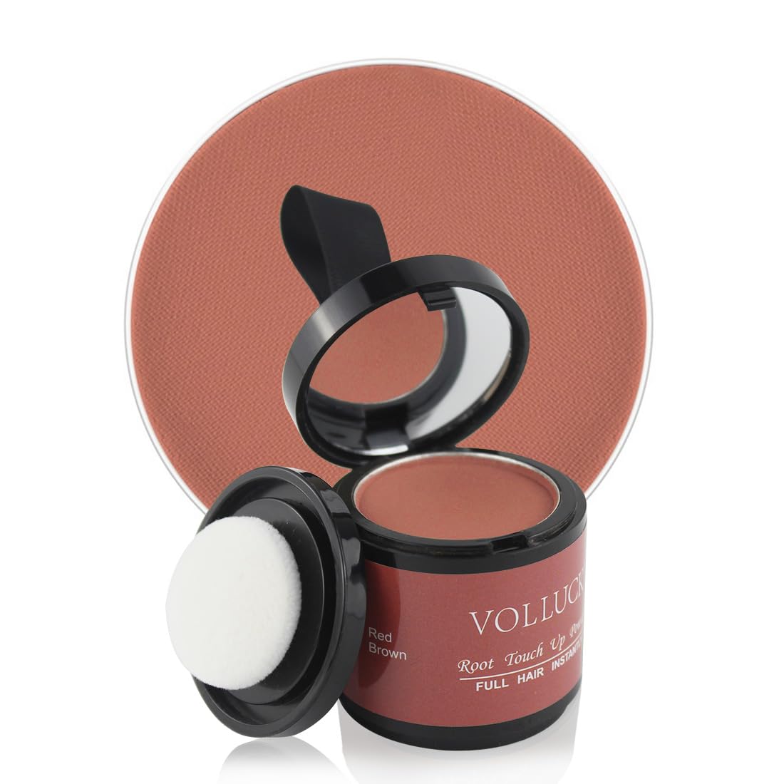 Volluck Root Touch Up Hair Powder For Women & Men, 0.35 Ounce - Concealer For Hairline, Bald Spots, Eyebrows, Red-Brown
