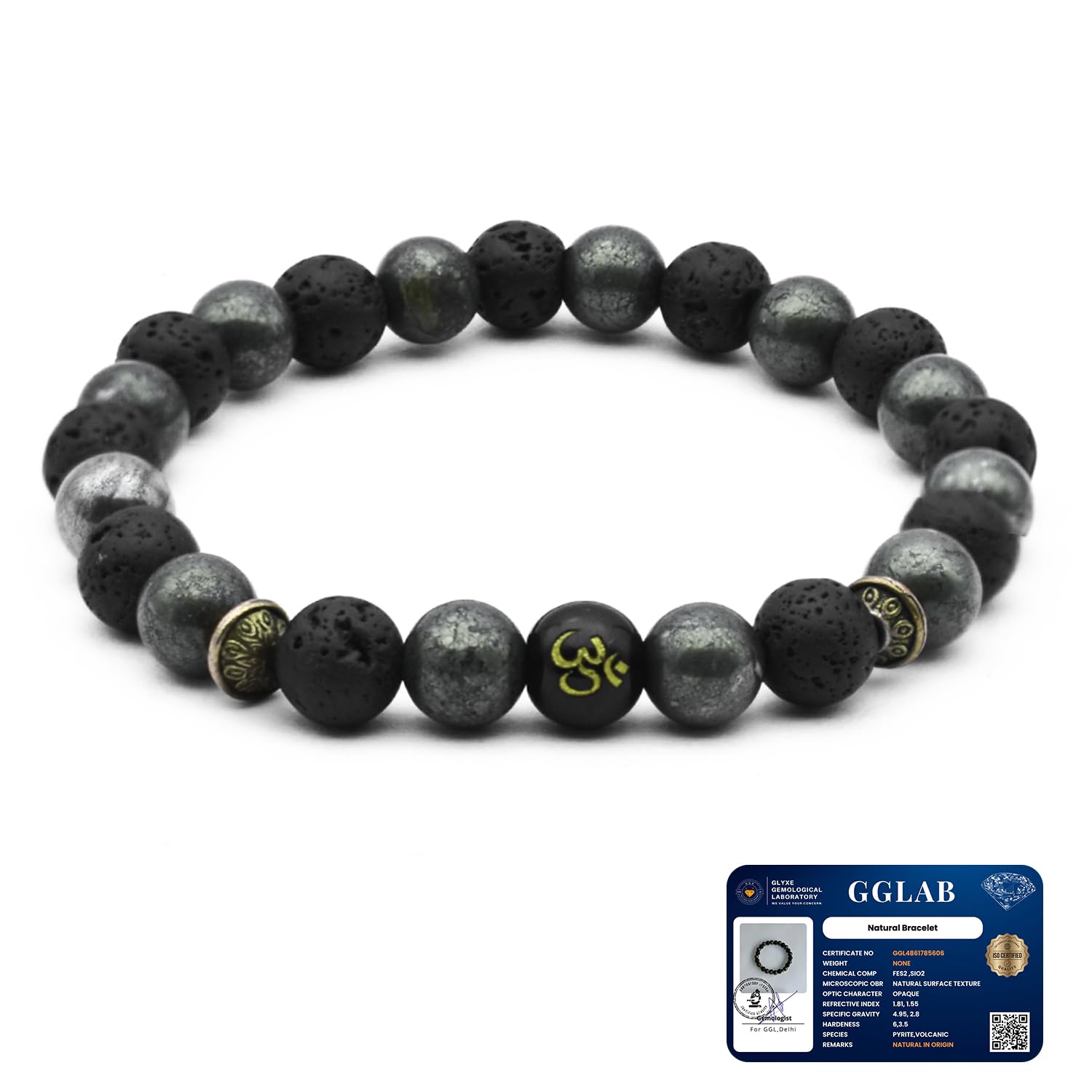 Astrotalk Wealth OM Bracelet | Citrine & Raw Pyrite | Healing Crystals for Wealth & Abundance | OM Symbol for Prosperity | Astrology Bracelet for Men & Women | Certificate of Authenticity