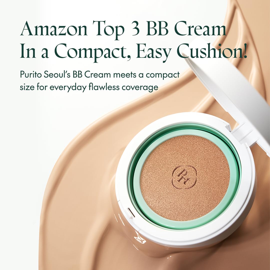 Purito Seoul Wonder Releaf Centella Bb Cushion #21 Light Beige, Foundation, Korean Centella, Makeup Long Lasting, Flawless Cover