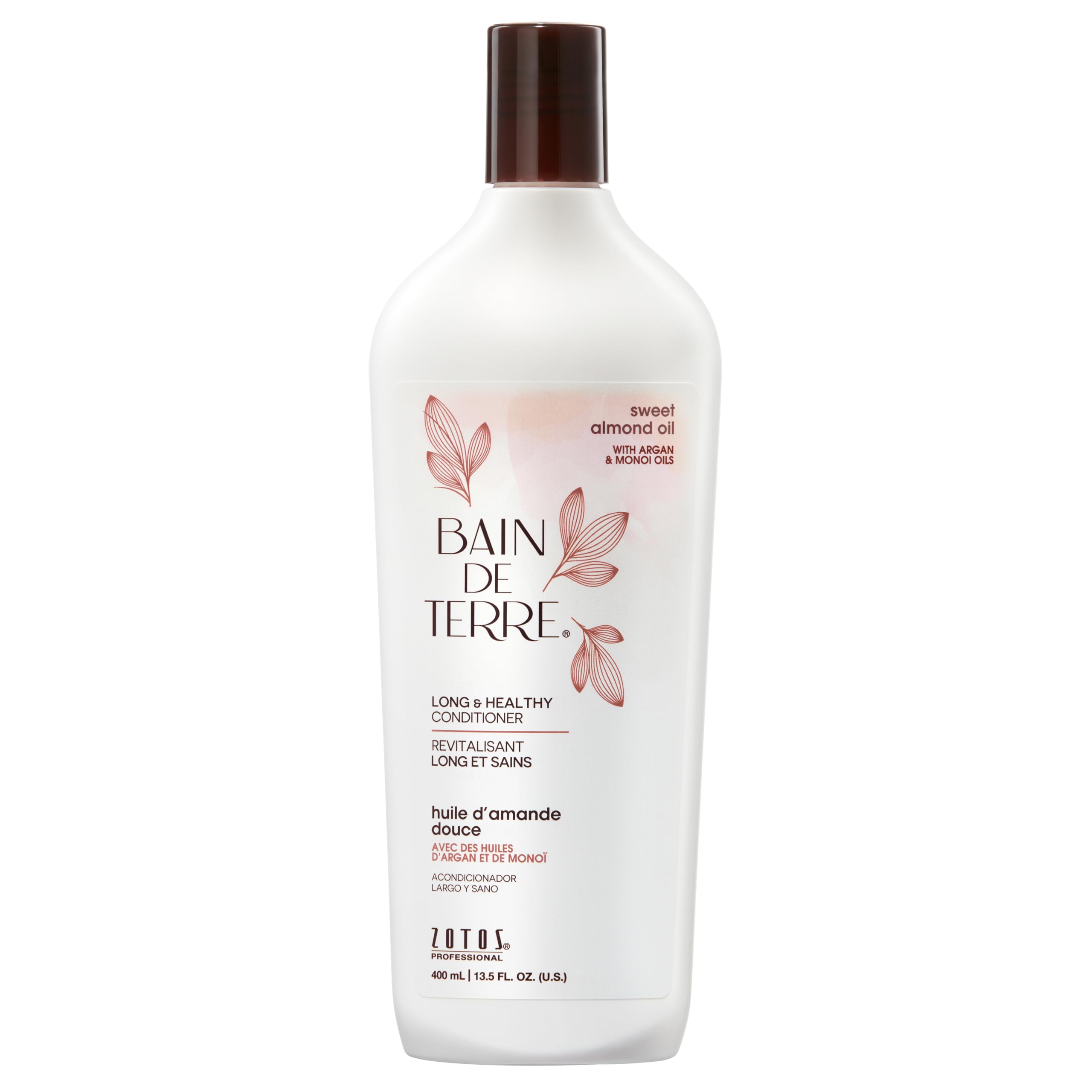 Bain De Terre Long & Healthy Conditioner  Sweet Almond Oil  Long & Growing Hair  Argan & Monoi Oils  Paraben Free  13.5 Fl Oz
