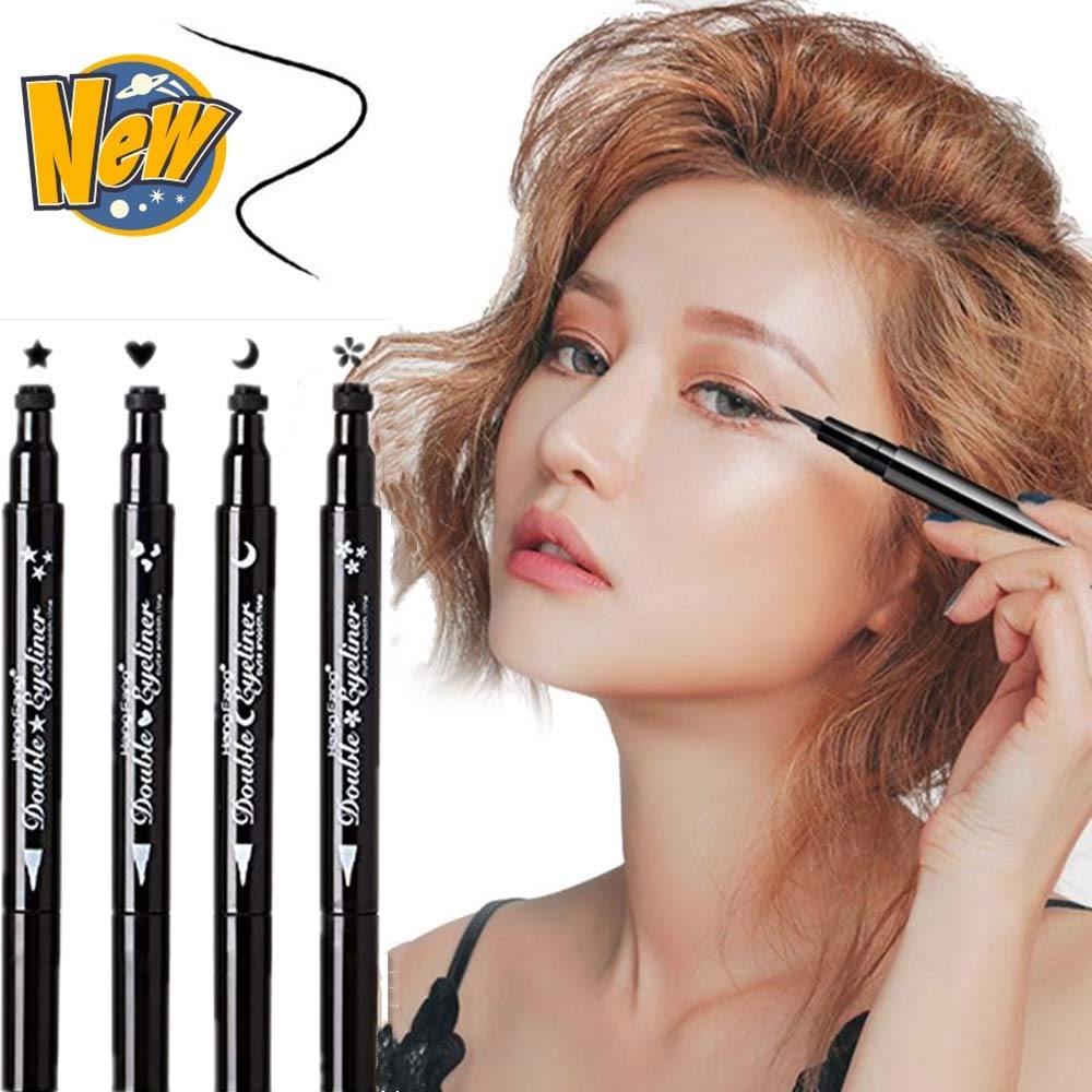 Lgszgdcn Double-Headed Eyeliner Stamp Winged,Waterproof And Smudge Proof 4 Pens Eyeliner Stamp. Perfect Wing Cat Eye Stamp, Long