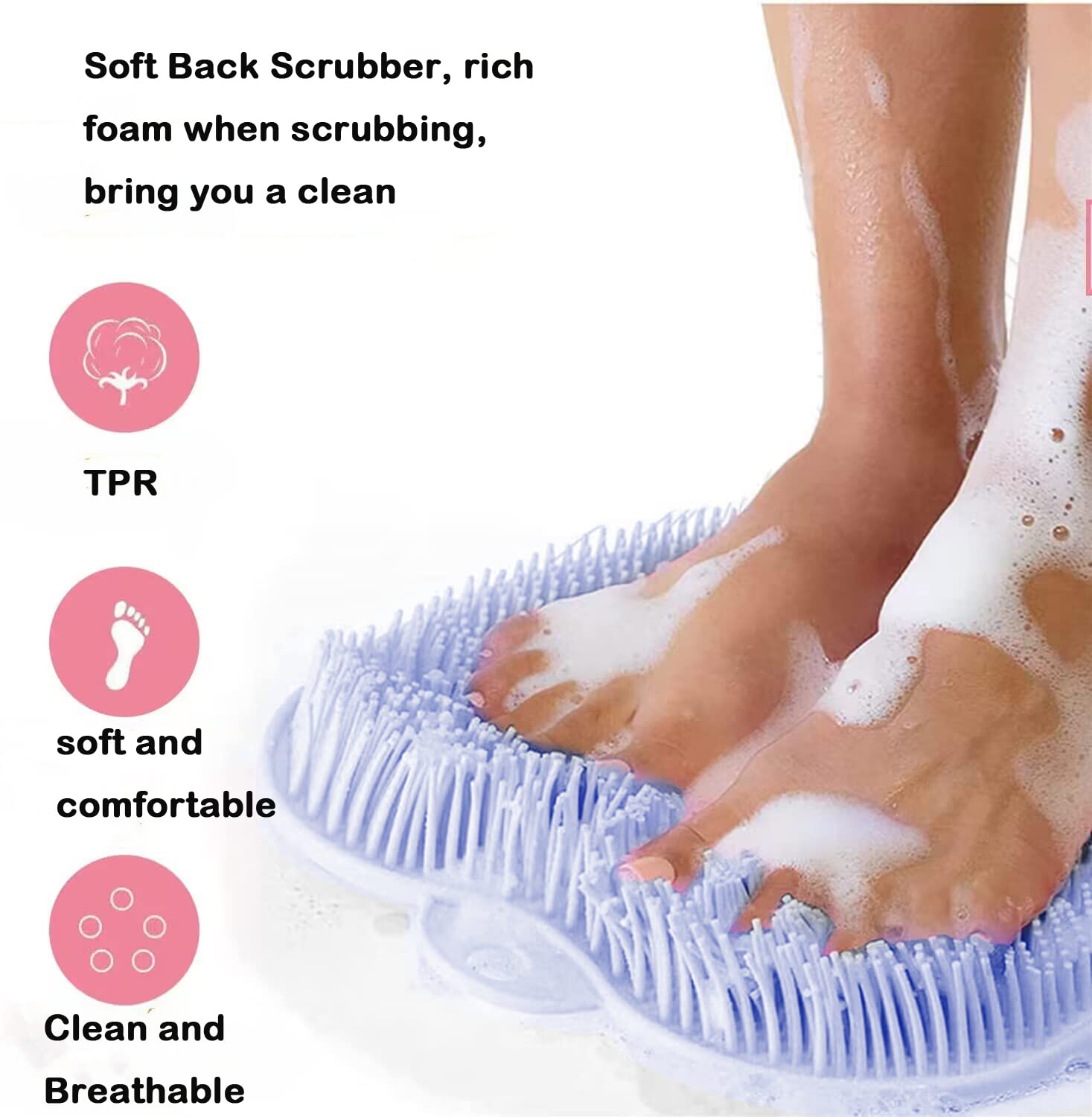 Yvpsi Shower Foot & Back Scrubber, Wall Mounted Massage Pad, Silicone Bath Massage Cushion Brush With Suction Cups For Body Scru