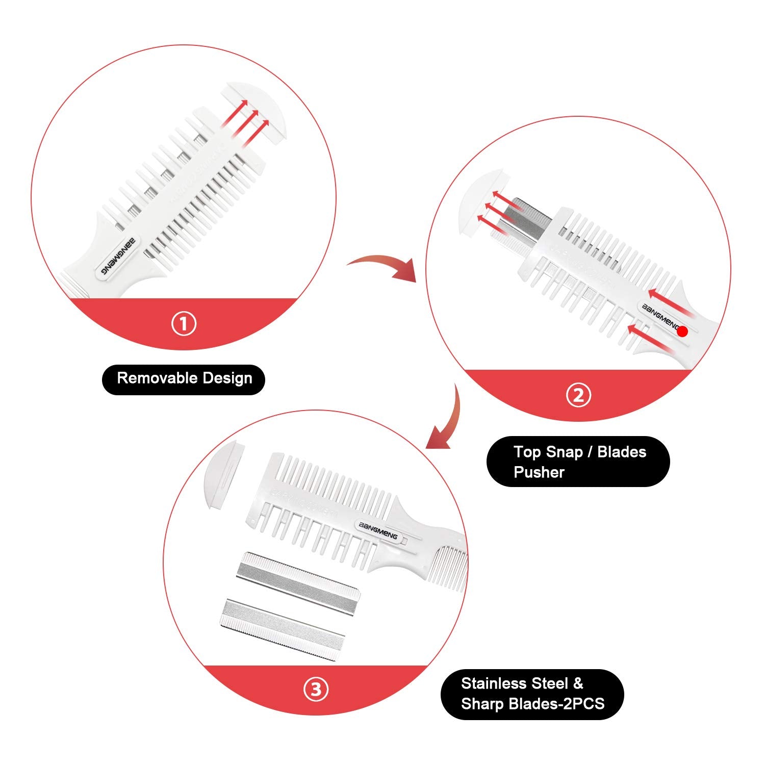 BANGMENG Hair Cutter Comb, 2 Pieces of Dense Teeth + Wide Teeth Shaper Hair Razor With Comb,Split Ends Hair Trimmer Styler, Doub