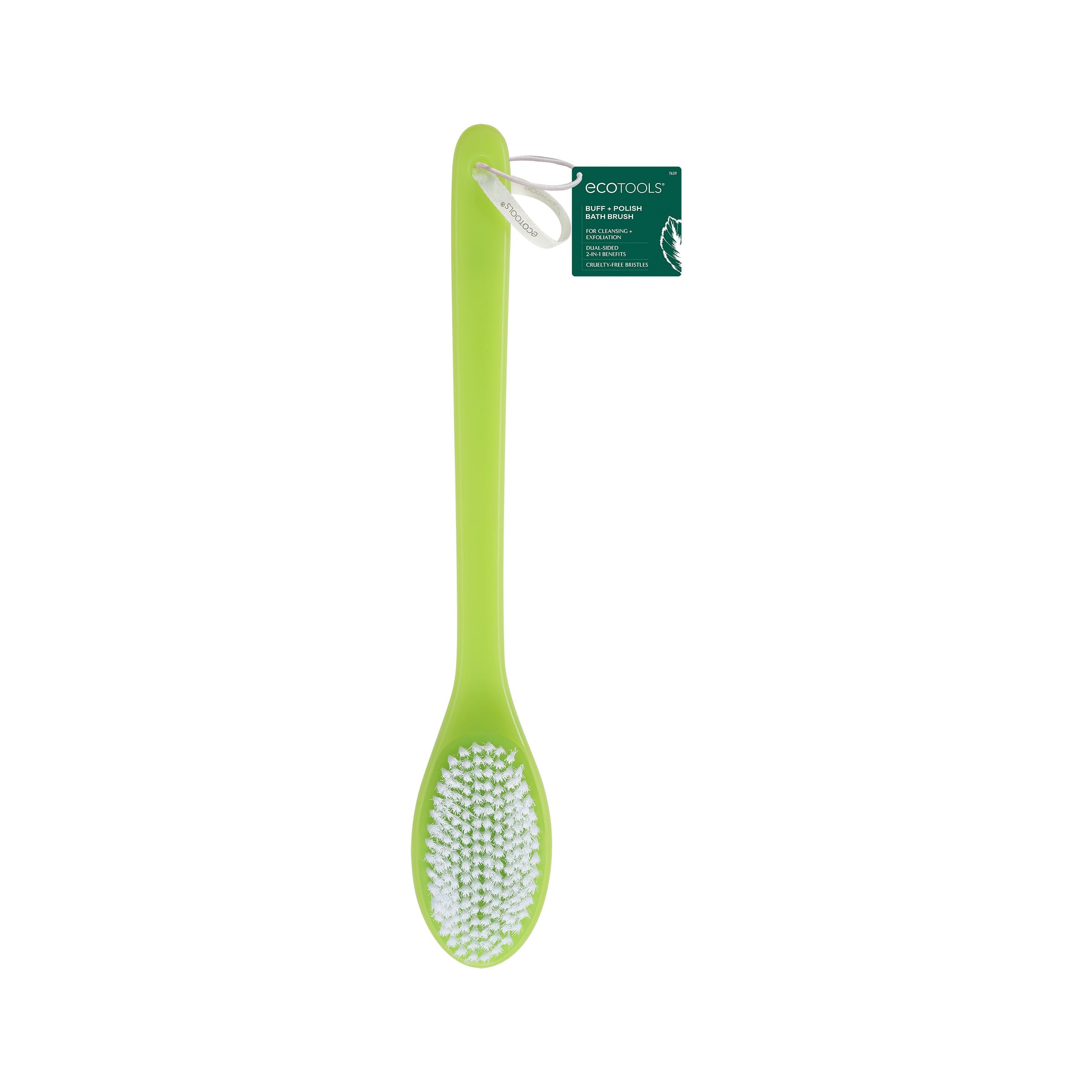 Ecotools Buff + Polish Bath Brush, Long Handle To Cleanse & Exfoliate Back & Hard-To-Reach Areas, Eco Friendly Shower Brush Remo