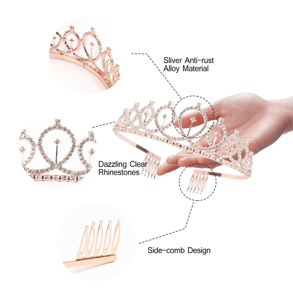 Cieher Crowns For Women,Birthday Girl Sash & Rhinestone Tiara Kit,Birthday Girl Crown,Birthday Crowns For Women, Birthday Tiara