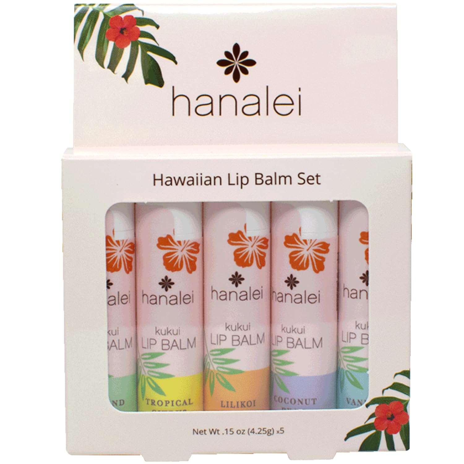 Hanalei Lip Balm and Moisturizer - Natural Kukui Oil, Beeswax Lip Moisturizer - Replenish and Repair Dry, Chapped Lips - Variety