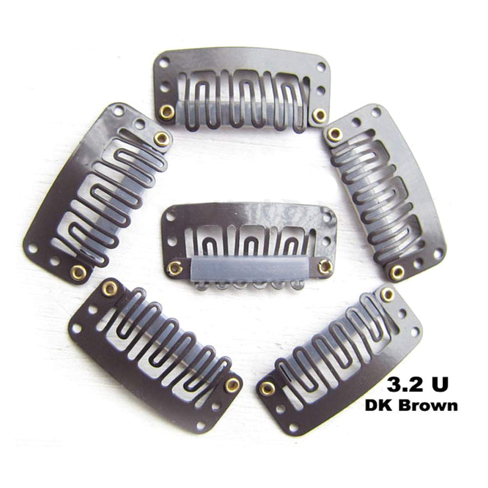 50Pcs/Lot Hair Extension Clip U Blonde/Dk Brown/Lt Brown/Black Snap Clip For Hair Extension Wig Weft 32Mm Wig Clips (Dk Brown)