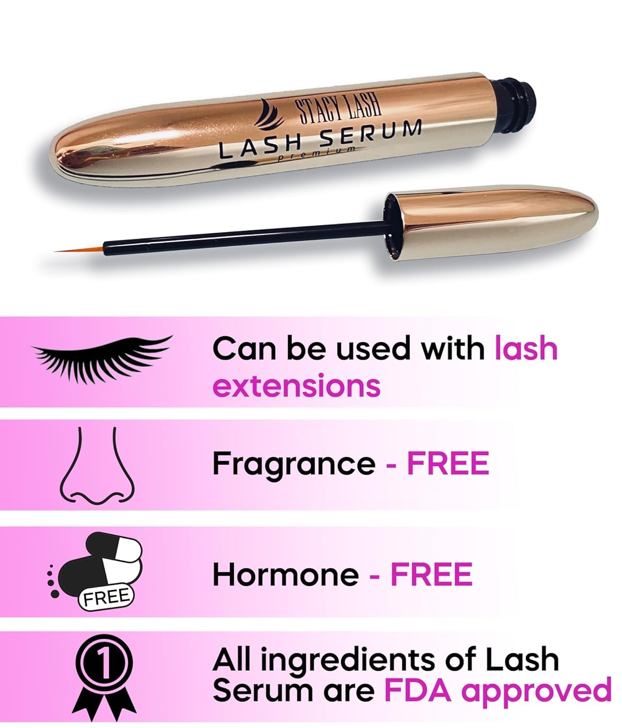 Lash Shampoo 100Ml+ Eyelash Growth Serum By Stacy Lash/Eye Makeup Remover + Lash Serum For Eyelash Growth And Thickness/Lash Cle