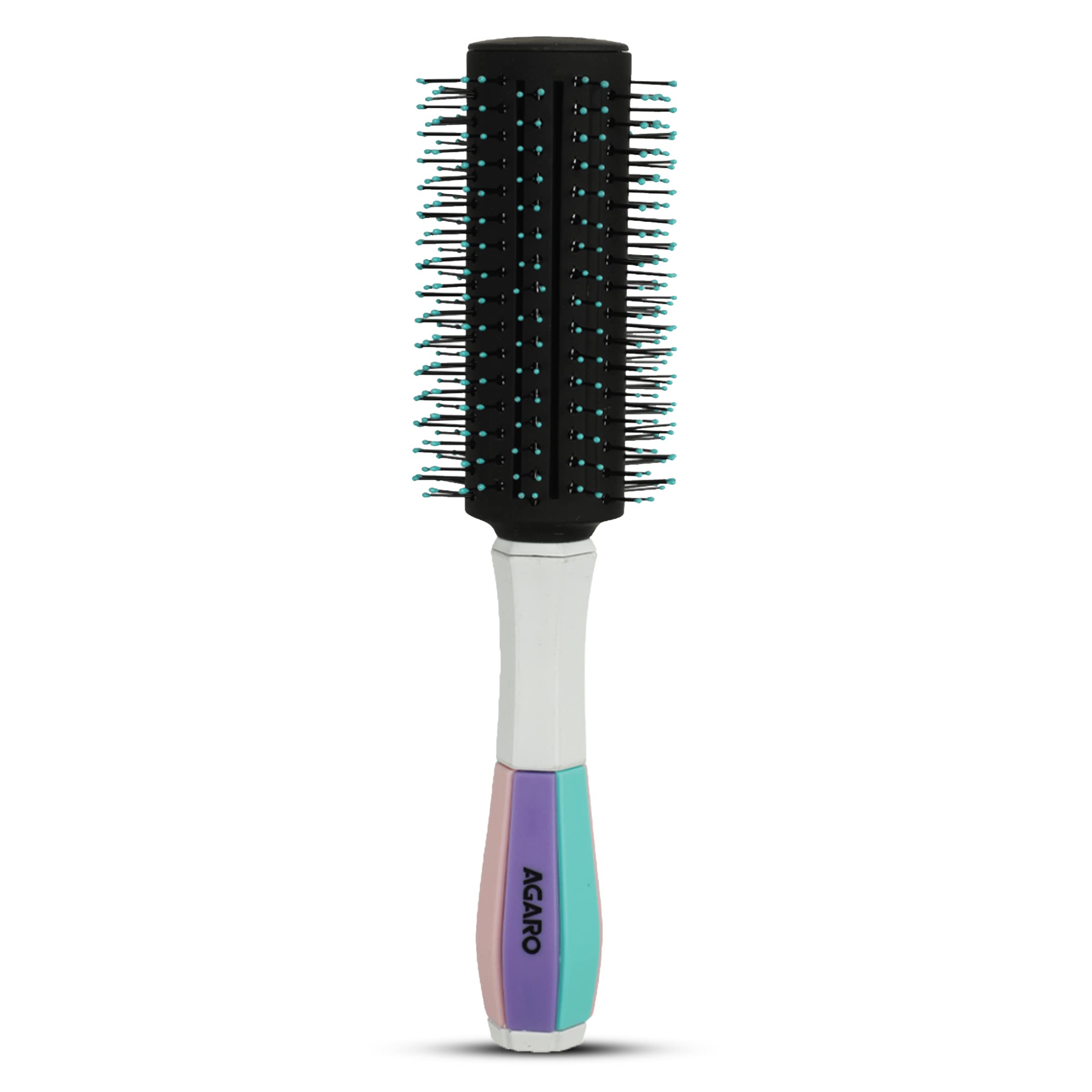 Agaro Classic Round Hair Brush With Strong & Flexible Boar Bristles Having Anti Static Ball Tips, For Adding Quick Curls, Waves 