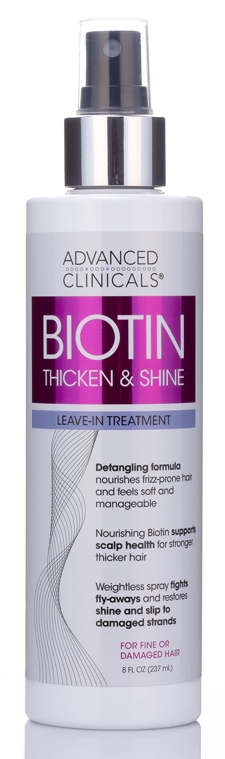 Advanced Clinicals Biotin Hair Spray Thicken & Shine Leave In Treatment, Biotin Detangling Formula Nourishes Fine, Damaged, Or F