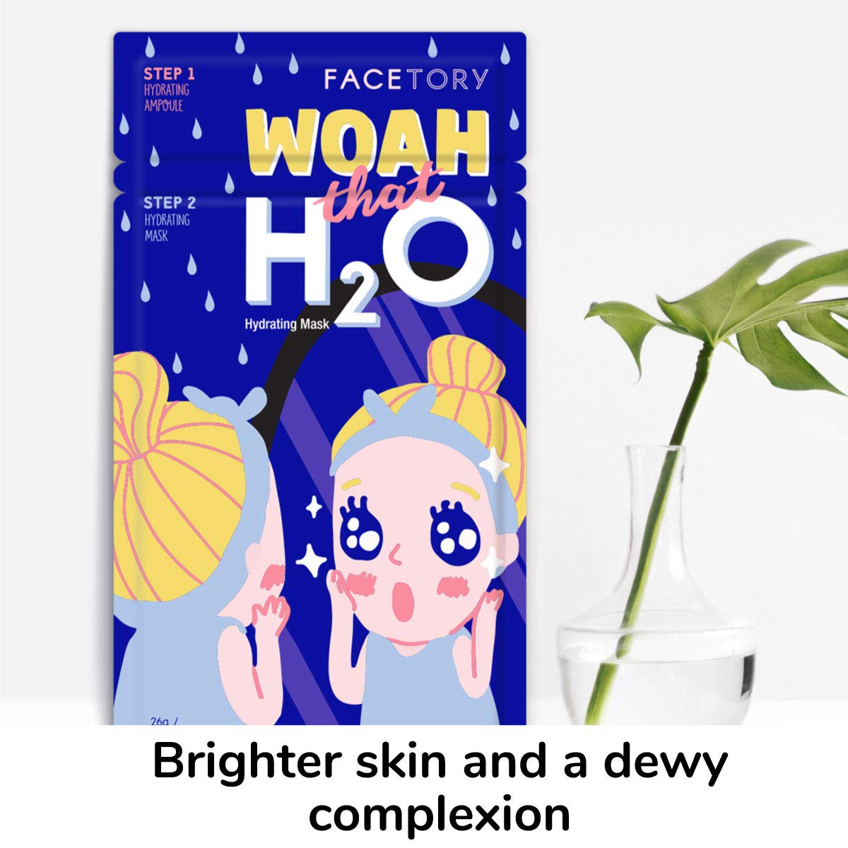 FAcETORY Woah that H2O Hydrating 2-Step Hyaluronic Acid and ceramide Mask - Strengthening and Hydrating (Pack of 5)