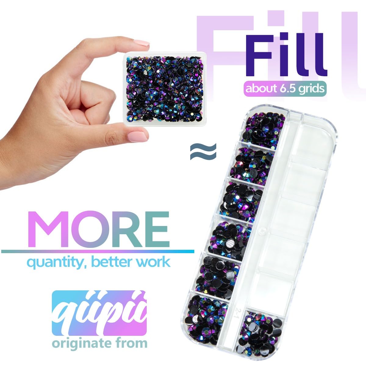 Qiipii 3 Boxes 5070Pcs Purple Rose Ab Resin Flatback Rhinestones Flatback Jelly Resin Stones 2Mm 3Mm 4Mm 5Mm 6Mm Non Hotfix Gems