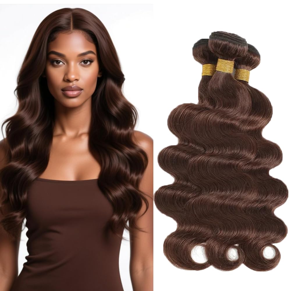 #4 Brown Human Hair Bundle Chocolate Brown Body Wave Bundles 20 22 24 inch 12A 100% Unprocessed Brazilian Virgin Hair 3 Bundles 