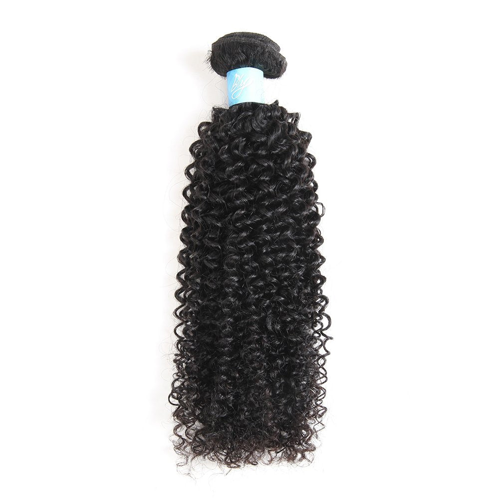 Bly 7A Mongolian Kinky Curly Human Hair Bundles 18 Inch Unprocessed Hair Weave Weft For Black Women Natural Color