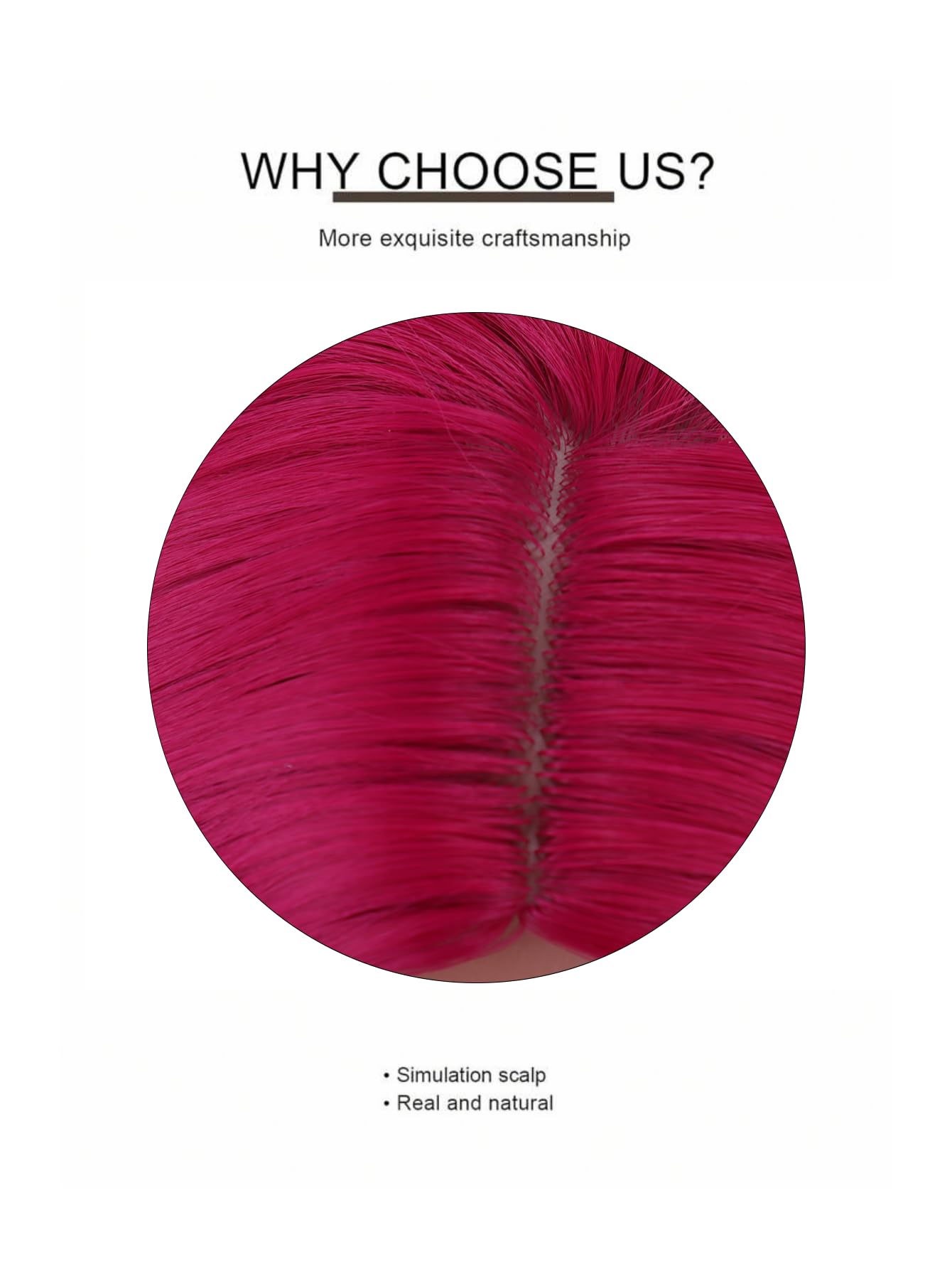 Wthcos Hot Pink Wig Long Curly Wavy Hair Wig For Women Girls Magenta Wig Middle Part Wig Heat Resistant Synthetic Hair Wigs For