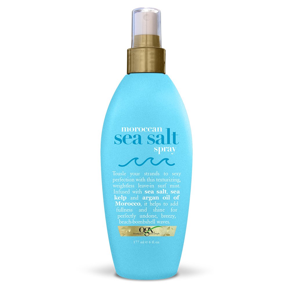 OGX Argan Oil of Morocco Hair-Texturizing Sea Salt Spray, Curl-Defining Leave-In Hair Styling Mist for Tousled Beach Waves and T