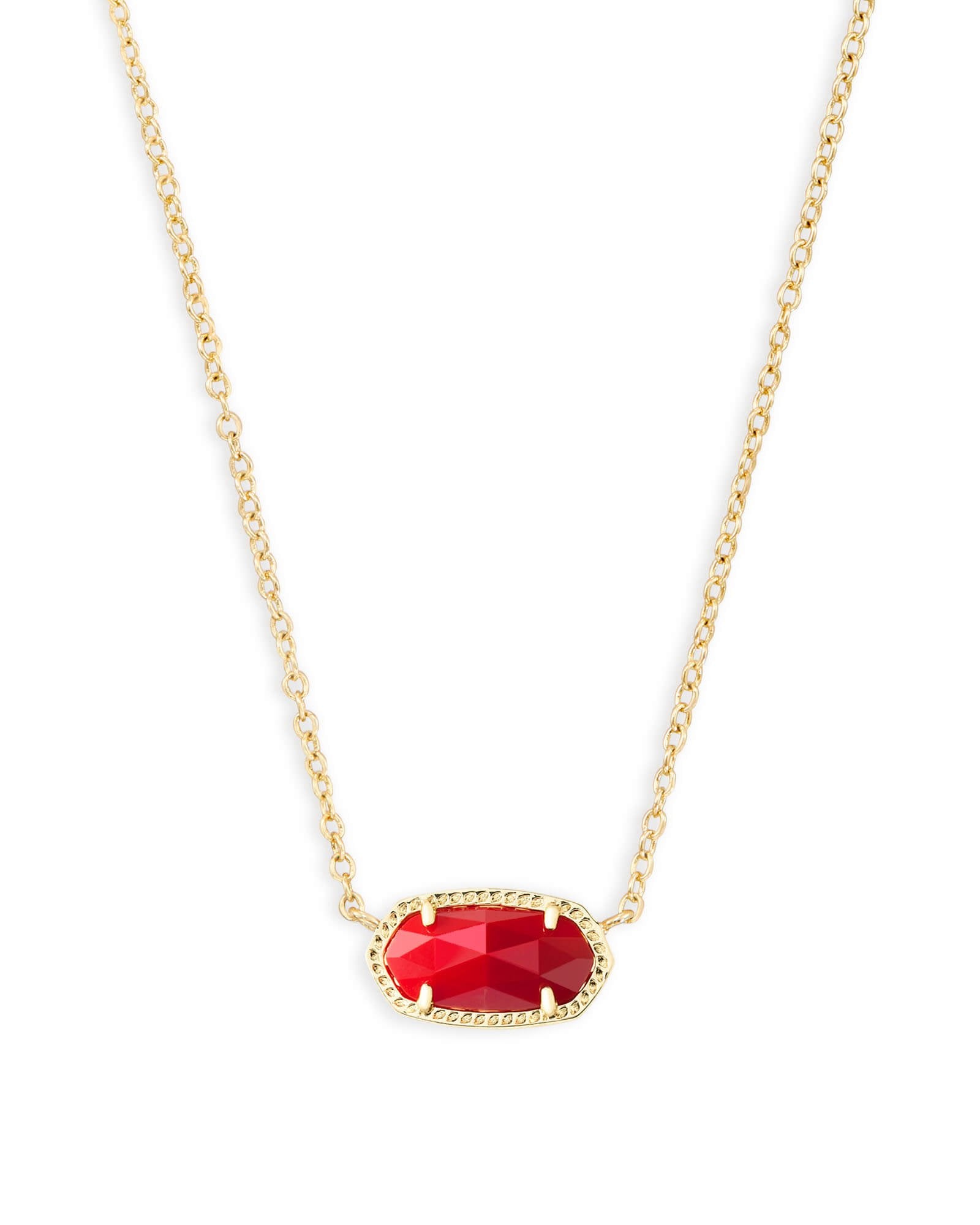 Kendra Scott Elisa Pendant Necklace for Women, Fashion Jewelry, 14k Gold-Plated, Bright Red
