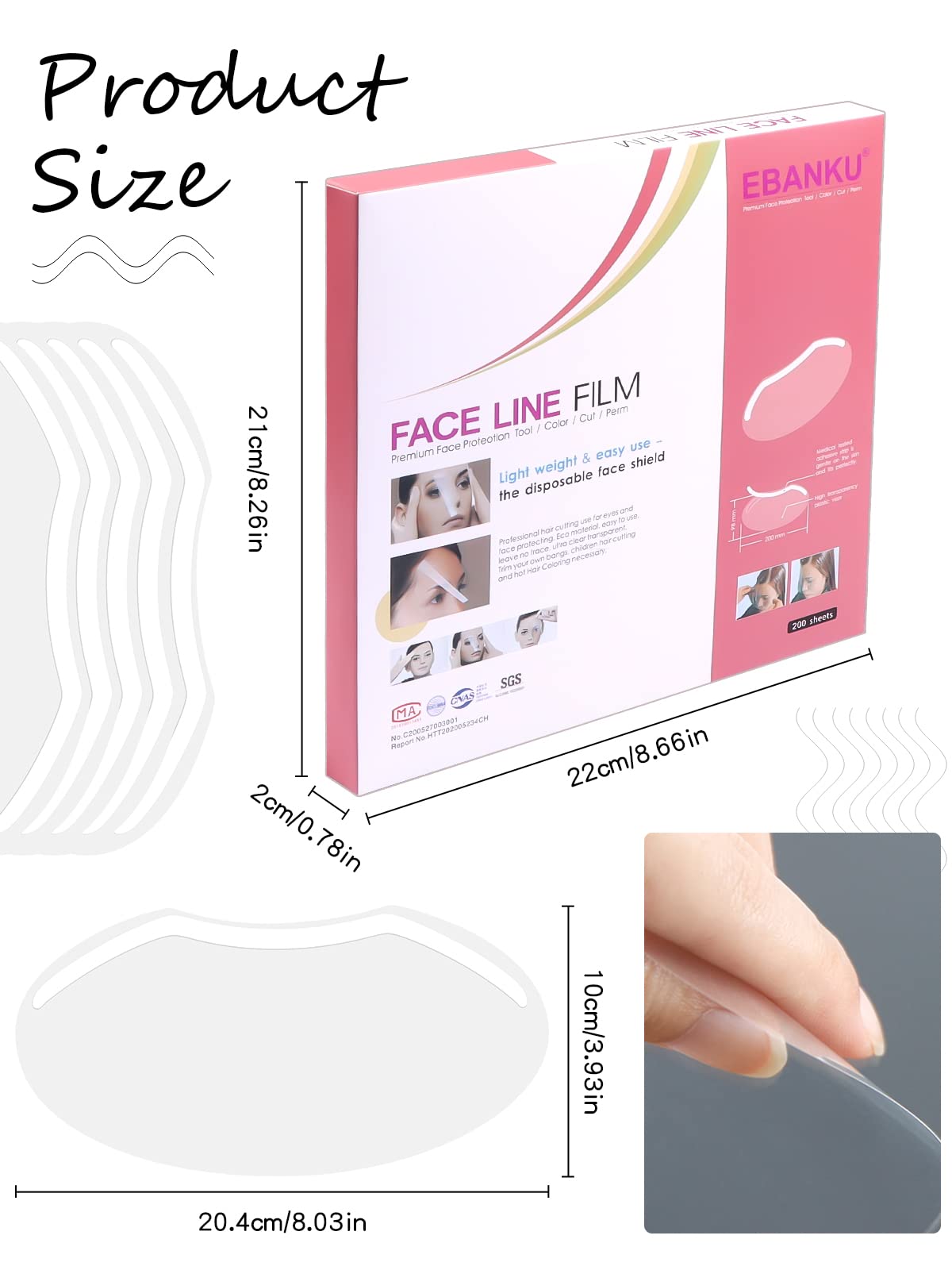 Ebanku 200 Pcs Microblading Permanent Makeup Shower Face Shields Visors, Disposable Face Shields Masks For Hairspray Salon Suppl
