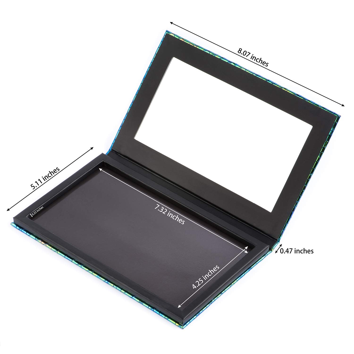 Allwon Magnetic Palette Mermaid Empty Makeup Palette With Mirror And 30Pcs Adhesive Empty Palette Metal Stickers For Eyeshadow L