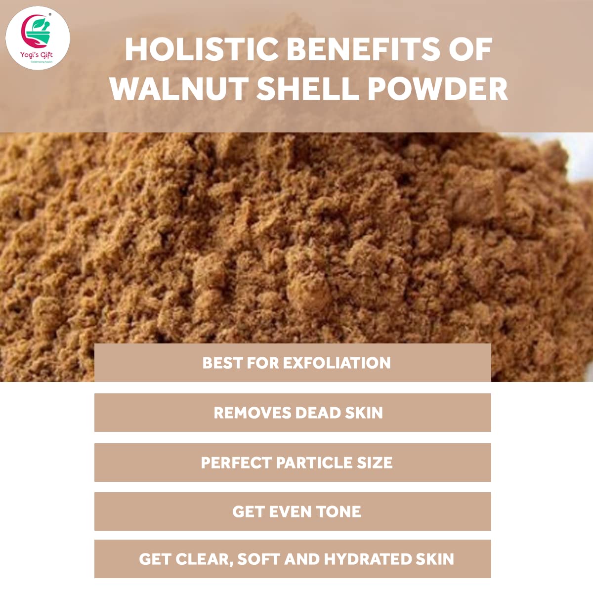 Ground Walnut Shells/Walnut Shell Powder 8oz | Great for Face Scrub | Natural Exfoliant for Soap Making | by Yogi's Gift