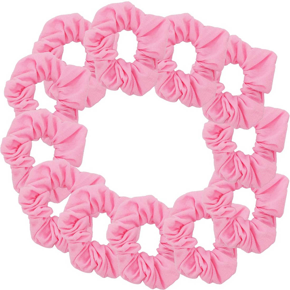 12 Pack Solid Hair Ties Scrunchies (Light Pink)