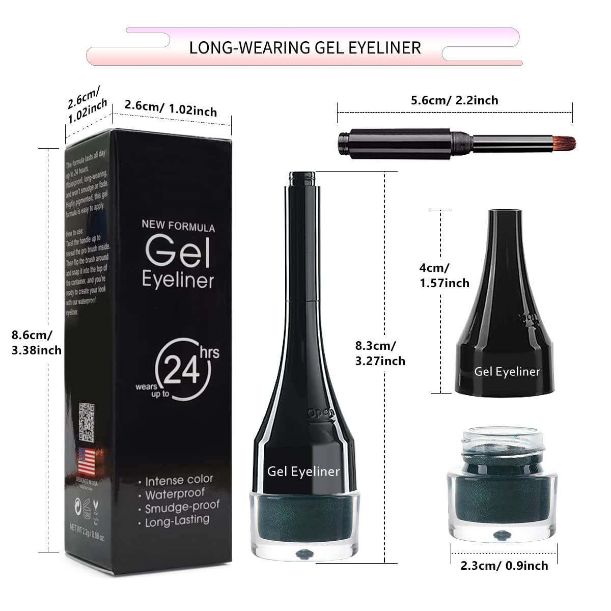 Lsxia 2-In-1 Gel Eyeliner Set, Tattoo Eyeliner Waterproof Smudge Proof Eyeliner Gel Eye-Liner Pot Cream Eyeliner Tool With Gel L