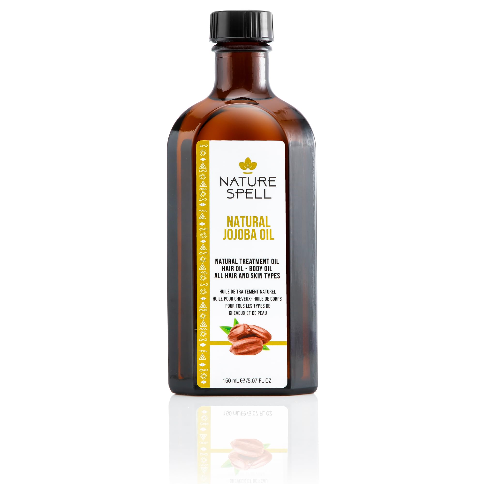 Nature Spell Jojoba Oil for Hair & Skin, Designed for All Hair Types, Targets Hair Loss & Treats Acne Scarring, 5.07 Fl Oz