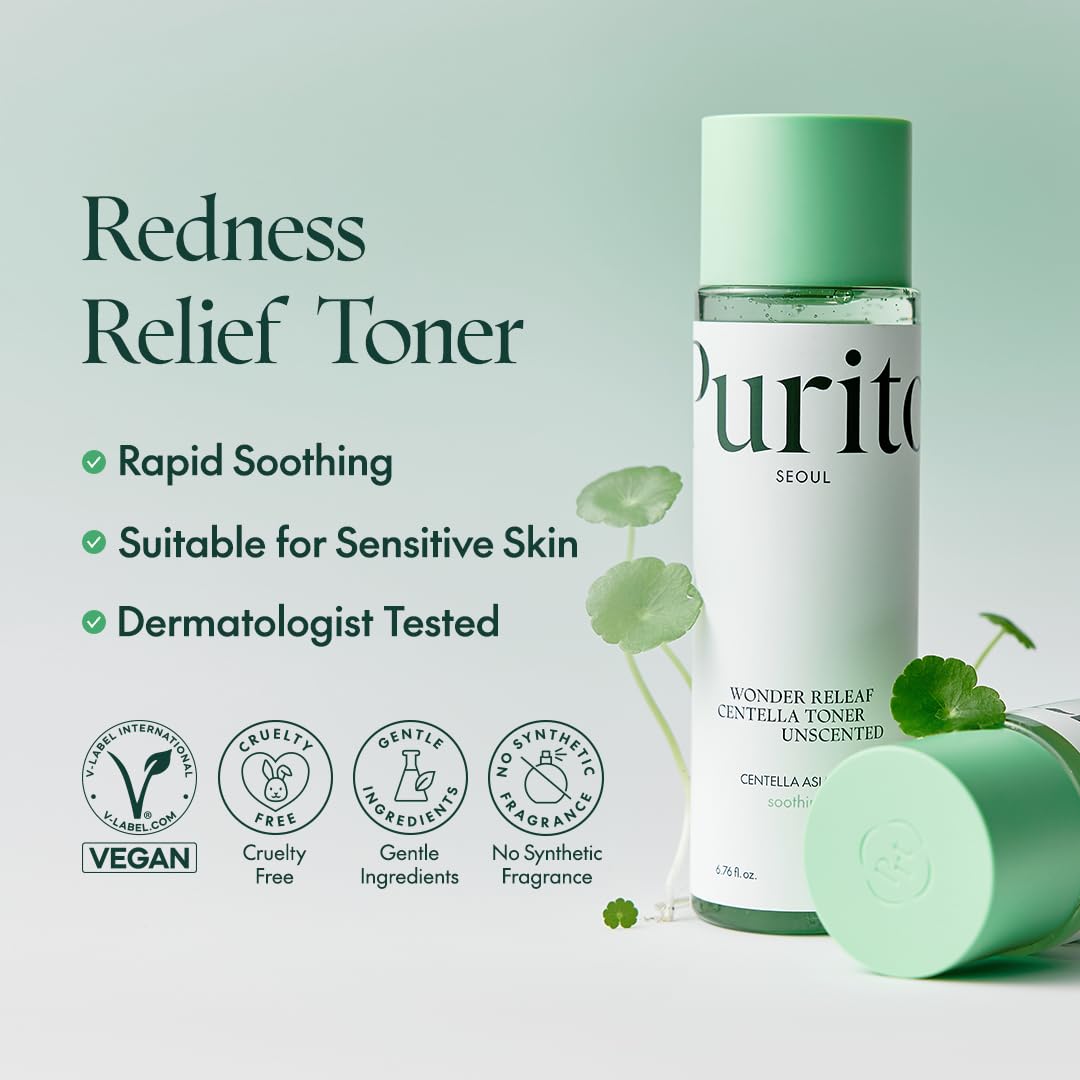 Purito Seoul Wonder Releaf Centella Toner Unscented Korean Centella, For Sensitive Skin, Soothing, Facial Toner For Face, K-Beau