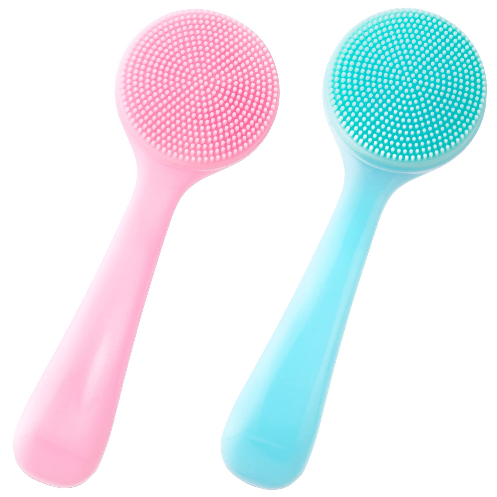 Hinzic 2 Pack Silicone Manual Facial Cleansing Brush, Skin Friendly Waterproof Face Cleaning Scrubber Exfoliator Cleanser For Bl