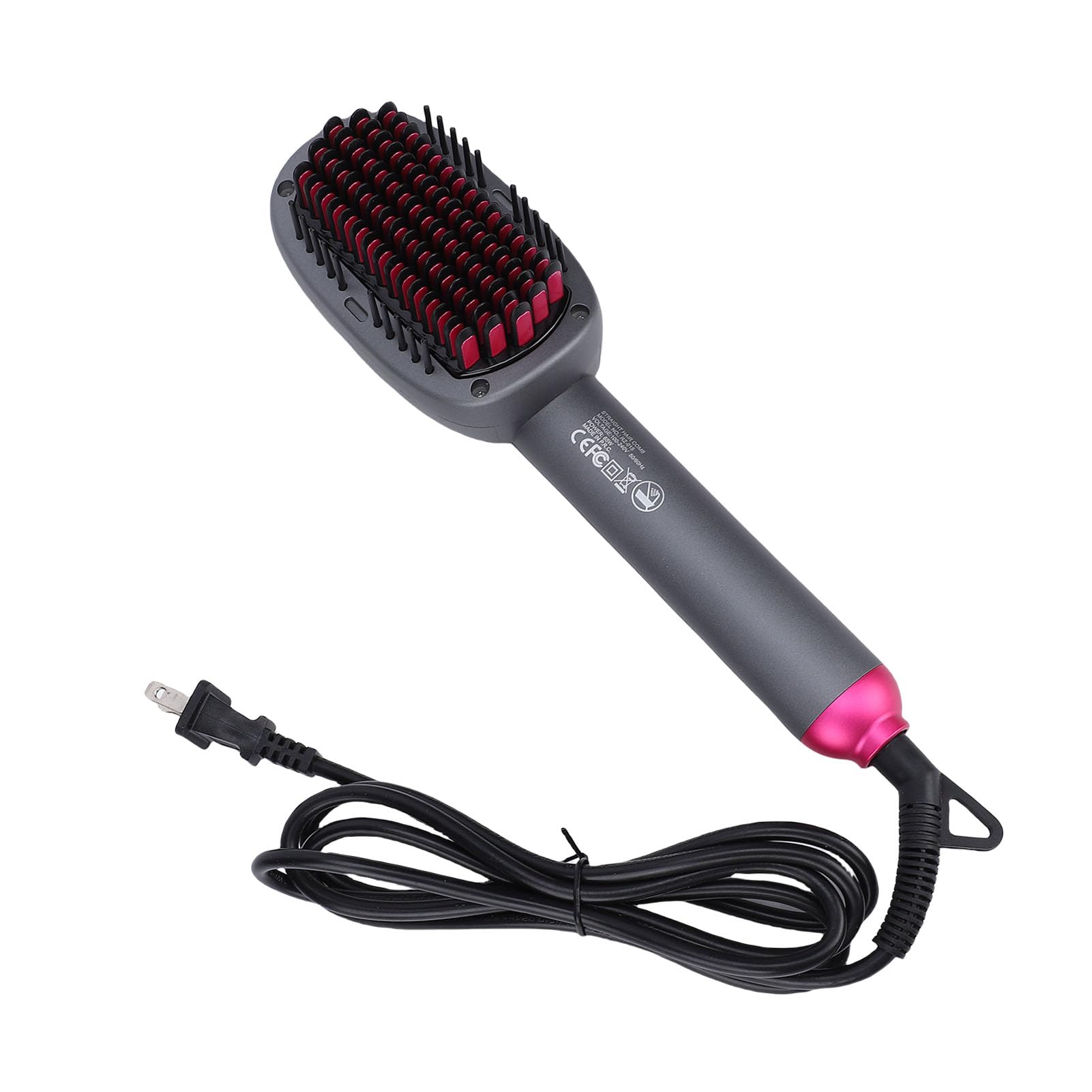 YUYTE Hair Straightener Brush with PTC, Ceramic Straightening Brush with 5 Temp Settings 30s Fast Heating, 3D Hair Straightener 