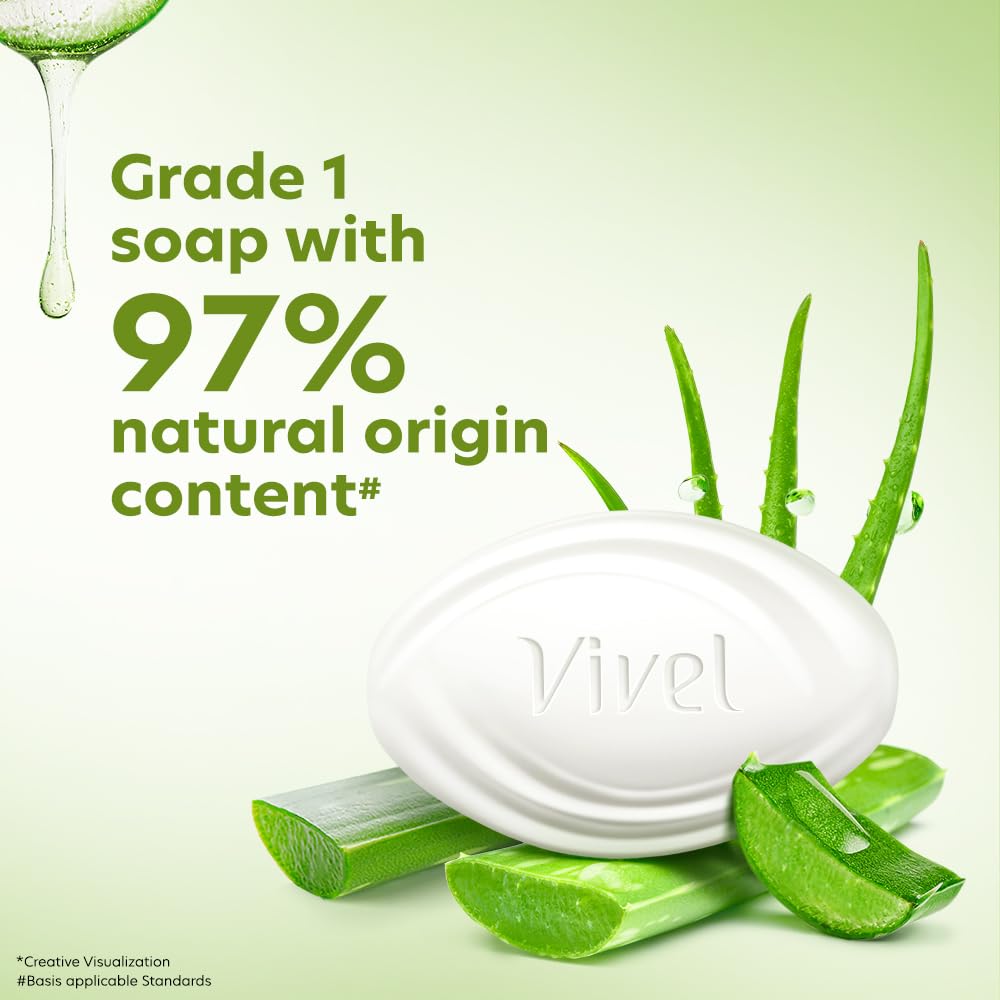 Vivel Aloe Vera Soap,satin soft skin vitamin E, 150g (Pack of 4)
