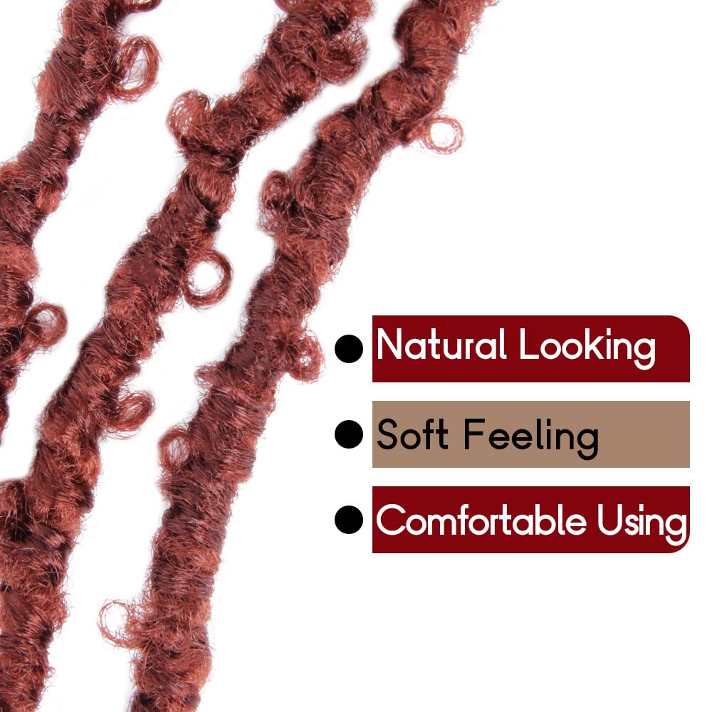 Bohobabe 30 Inch Light Weight Butterfly Locs Crochet Hair 8 Packs Long Ginger Red Distressed Butterfly Faux Locs Crochet Hair, 3
