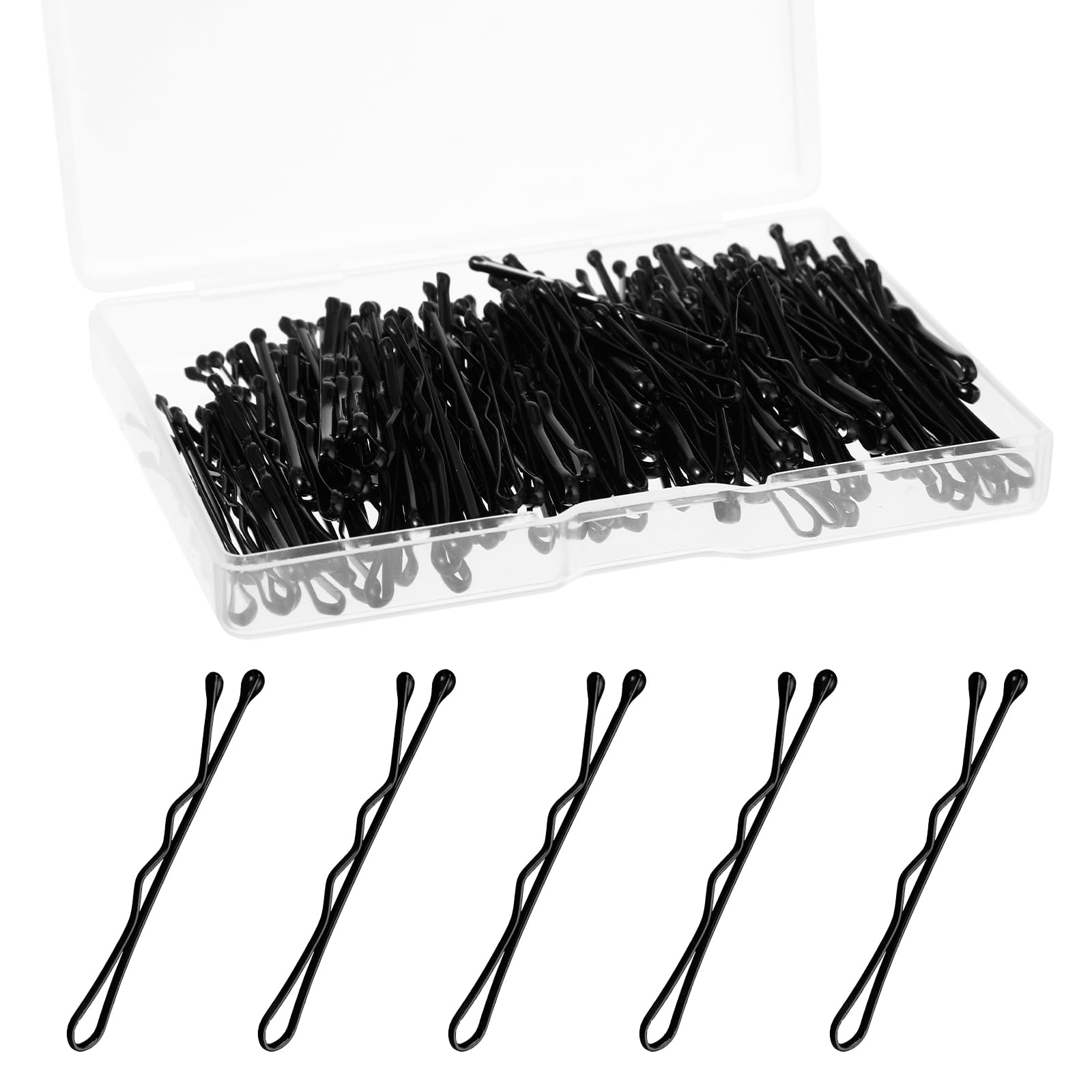 GEEHUA Mini Bobby Pins, 150 Count 1.38 Inch Curved Small Hair Pins Kit, Waved Hairpin with Storage Box for Kids Girls and Women 