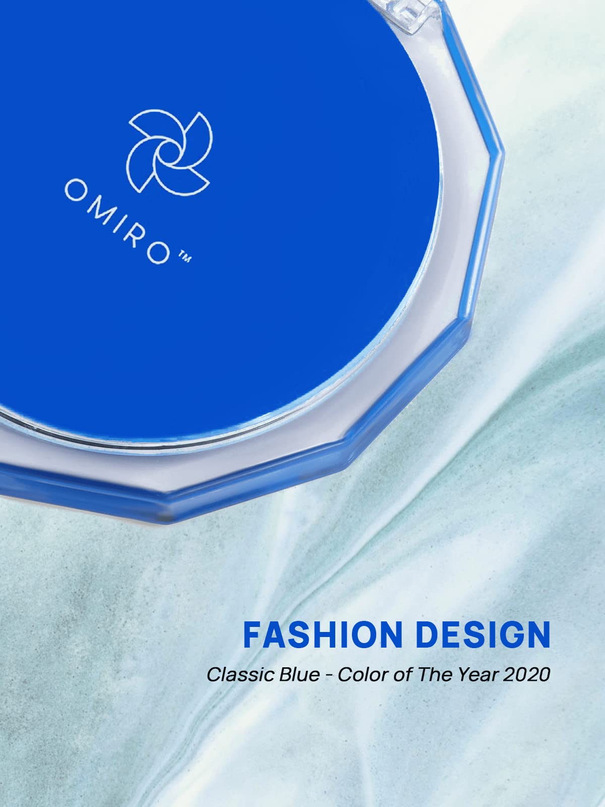 Omiro Compact Mirror, 3'' 1X/10X Magnification Mini Folding Makeup Mirror For Purses (Color Of The Year 2020 - Classic Blue)