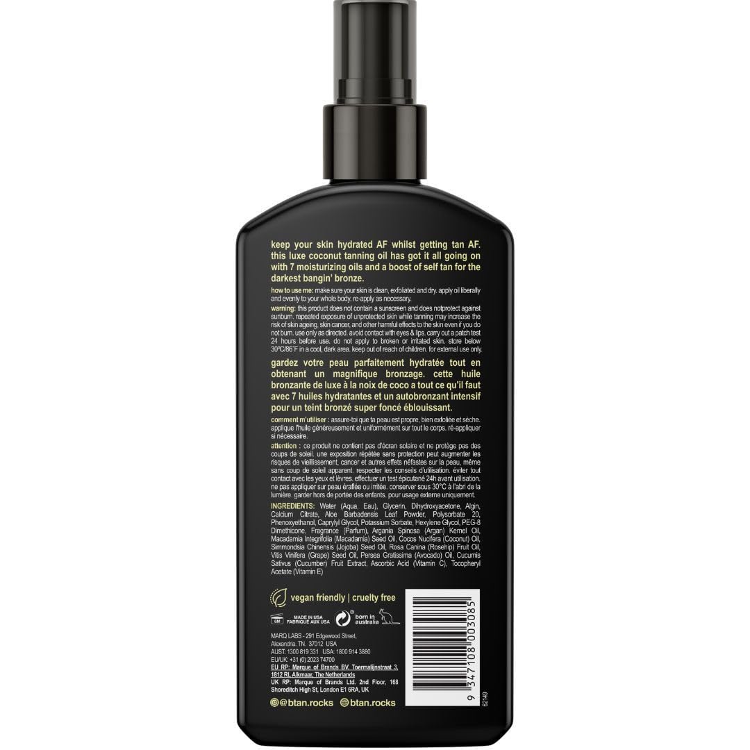 B.Tan Best Tanning Oil | Get Tanned Intensifier Dry Spray - Fast, Dark Outdoor Sun Tan From Tan Accelerating Actives, Packed Wit