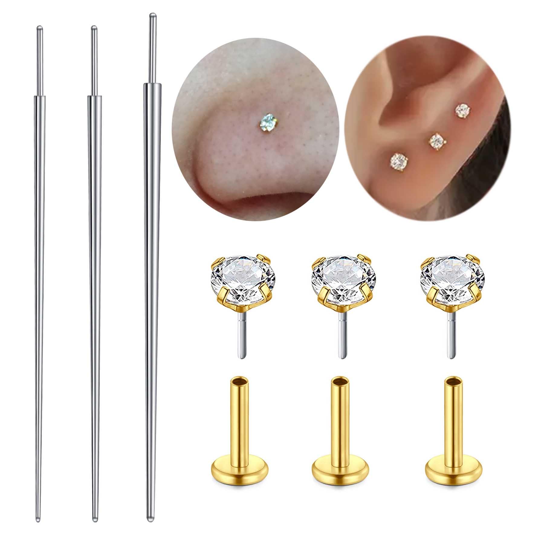 QWALIT 16g 18g 20g Piercing Taper Tool - Threadless Nose Stud, Flat Back & Cartilage Earrings, Push in Nose Rings & Labret Stud
