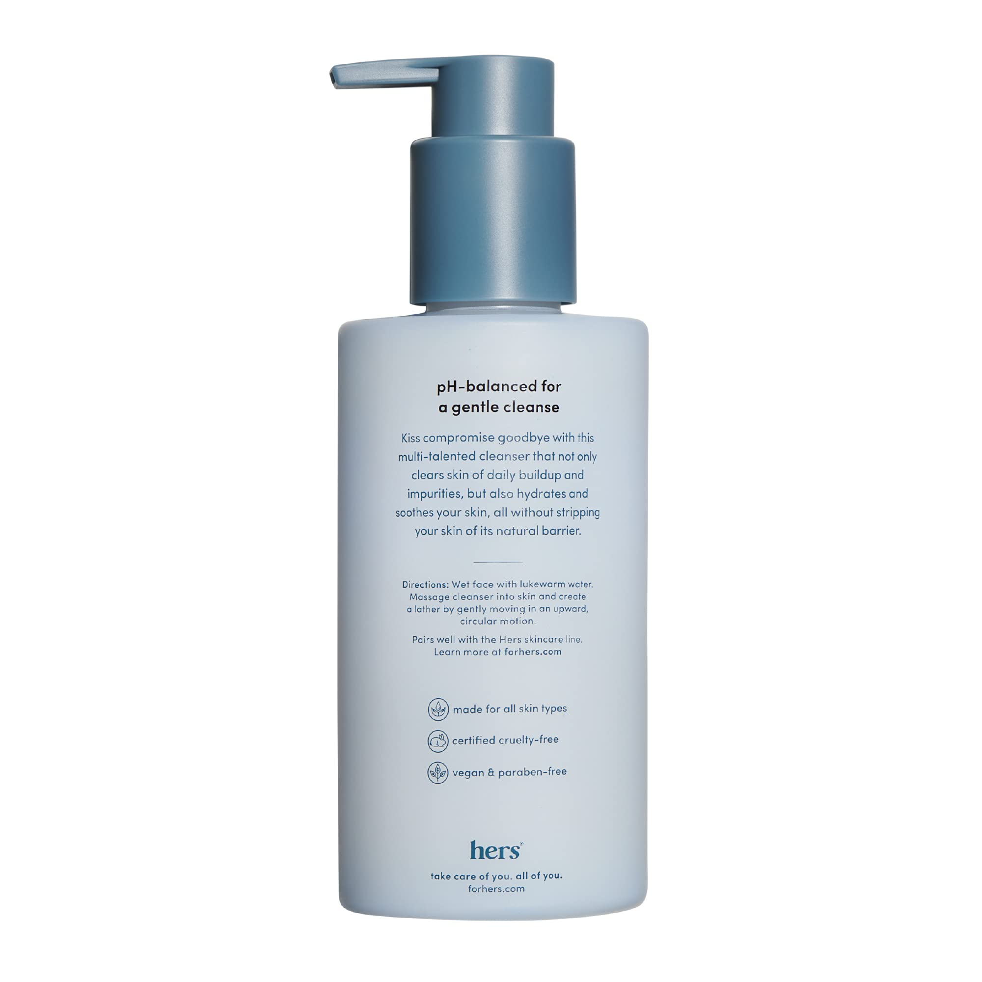 hers Clear Waters Hydrating Cleanser - Squalane Cleanser Face Wash for All Skin Types - Contains Hyaluronic Acid, Squalane, and