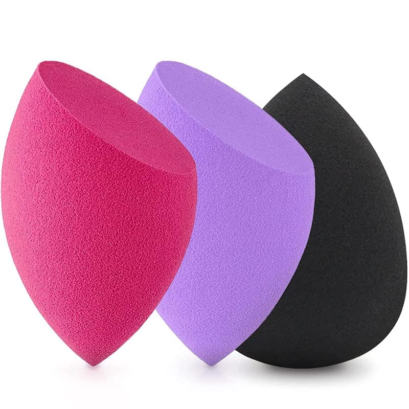 Fameza_3 Pcs Makeup Sponges, Foundation Blending Beauty Sponge, Dry & Wet Use For Powder Cream Or Liquid Application (3 Pcs, Mul
