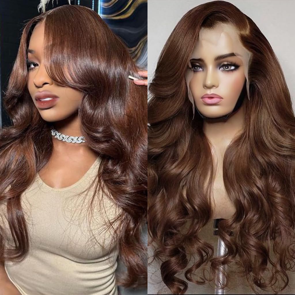 Avolo Chocolate Brown Lace Front Wigs Human Hair Body Wave Chocolate Brown Wig Human Hair 13x4 HD Lace Frontal Human Hair Wigs P