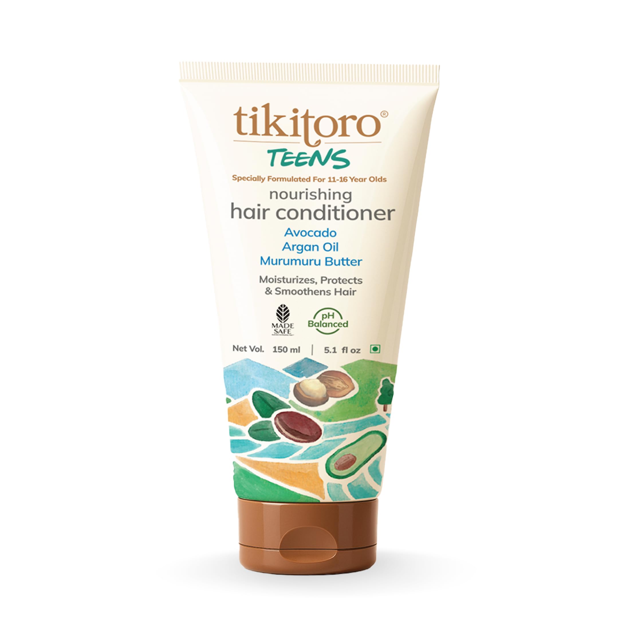Tikitoro Teens Nourishing Hair Conditioner With Avocado, Argan Oil And Murumuru Butter | Lightweight Conditioner | Controls Friz
