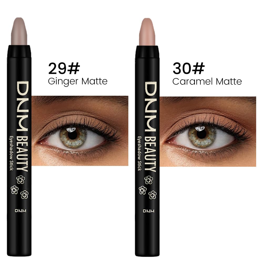 Kaely 2Pcs Cream Eyeshadow Sticks Set For Eyes Waterproof,Ginger Matte & Caramel Matte Eye Shadow Stick Pencil Pen Bulk Sombras