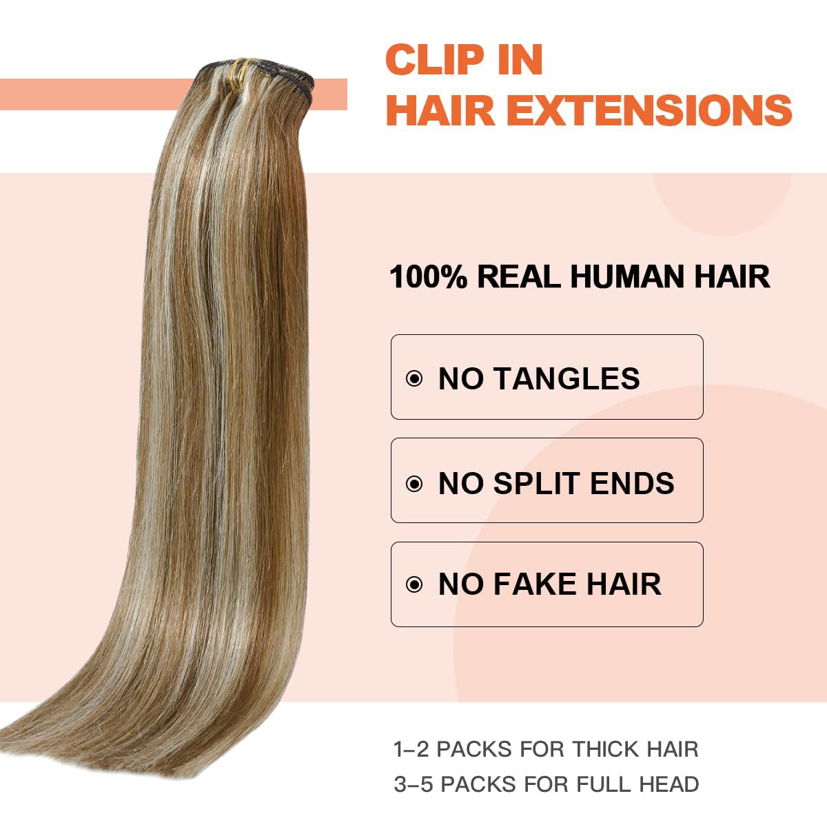 Ugotrays Clip In Extensions Real Human Hair Balayage Light Brown To Bleach Blonde Highlights Remy Human Hair Extensions 15 Inch