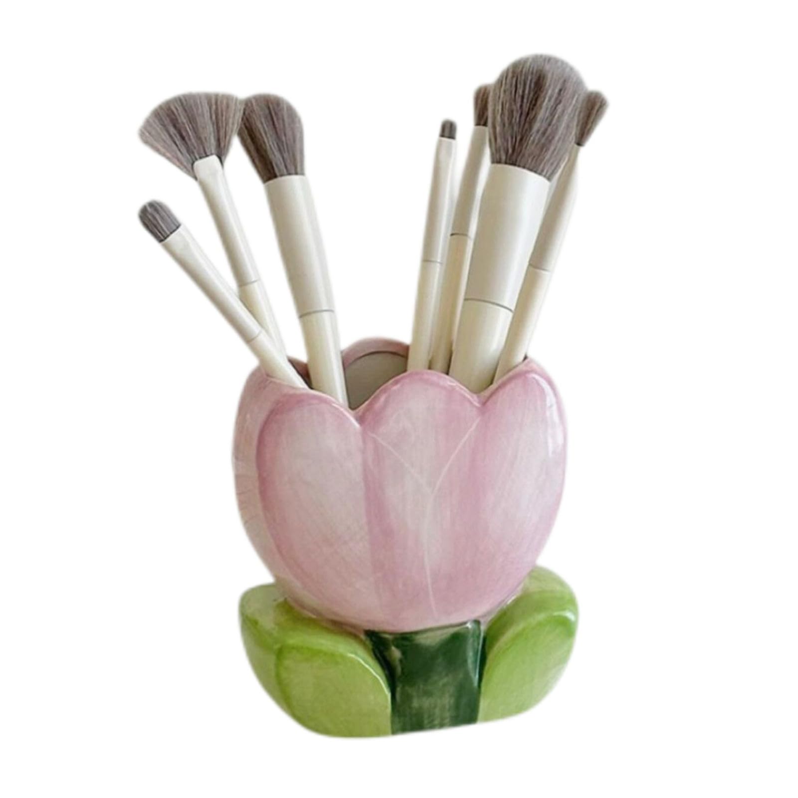 TANG SONG Ceramic Tulip Make up Brush Holder Flower Cosmetic Storage Box Pen and Pencil Holder Desktop Organizers (Purple)