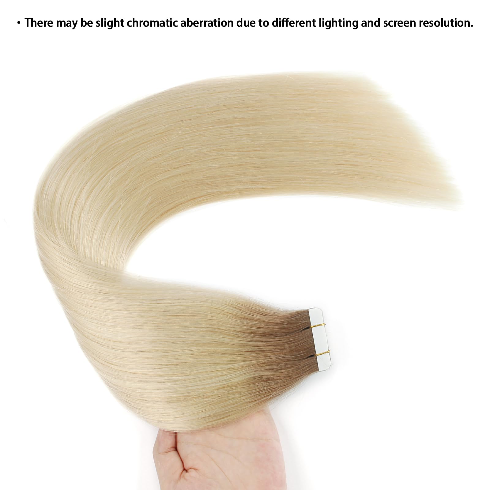 Amazingbeauty 20 Pieces Remy Human Hair Invisible Rooted Tape In Hair Extensions - Platinum Blonde With Chestnut Brown Base R6-6